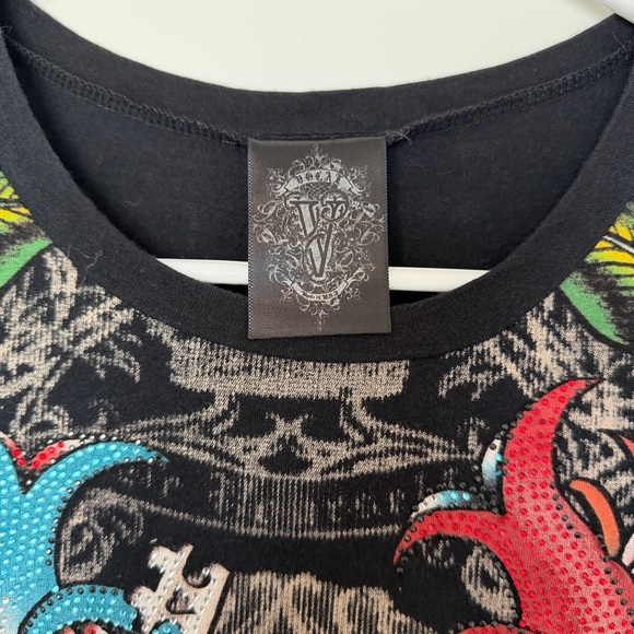 Vocal Black Tee with Heart and Bird Design - Picture 3 of 4